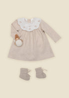 Beige Dress with Embroidered Collar from Anderson Parker