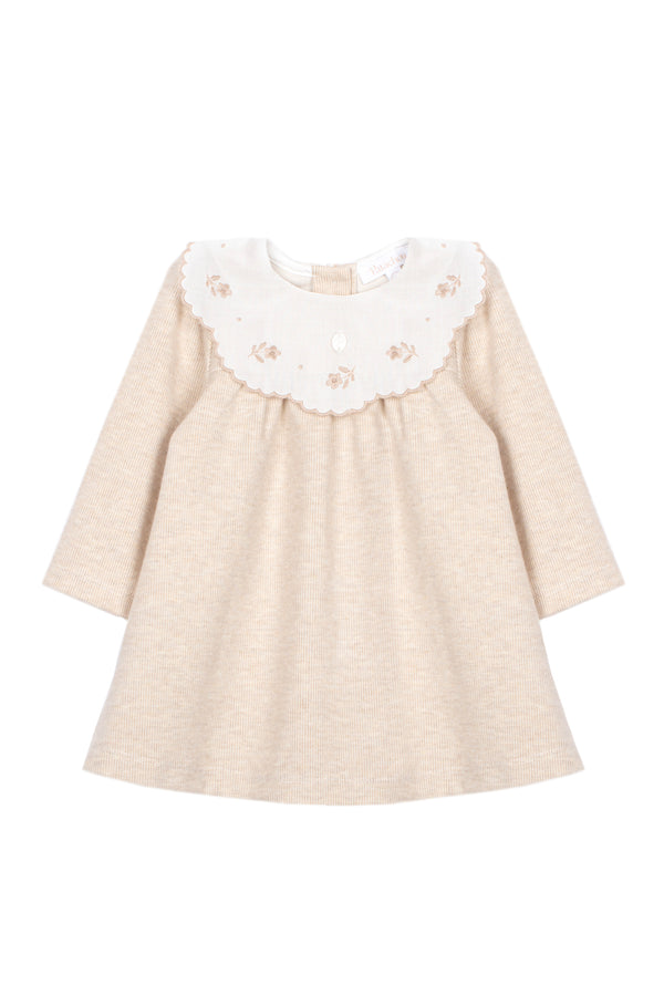 Beige Dress with Embroidered Collar from Anderson Parker