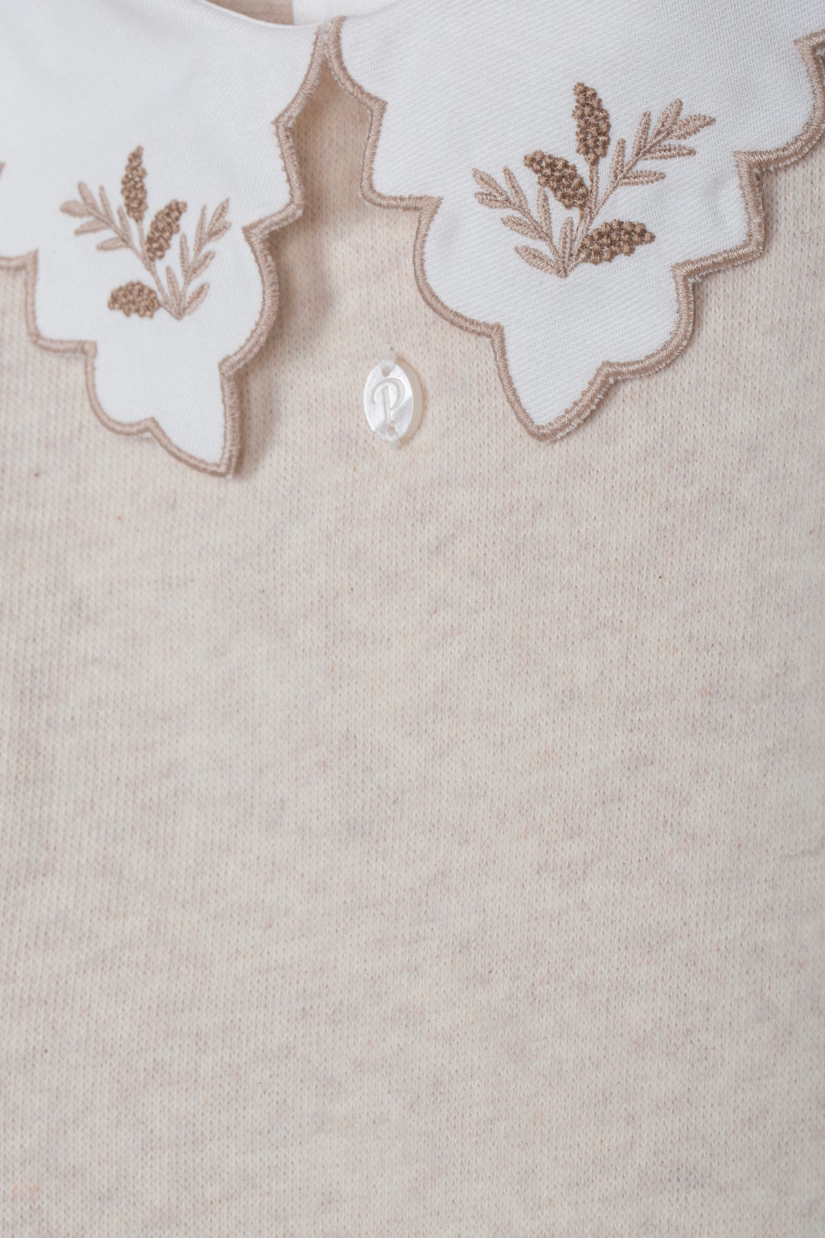 Beige Set with Embroidered Collar from Anderson Parker