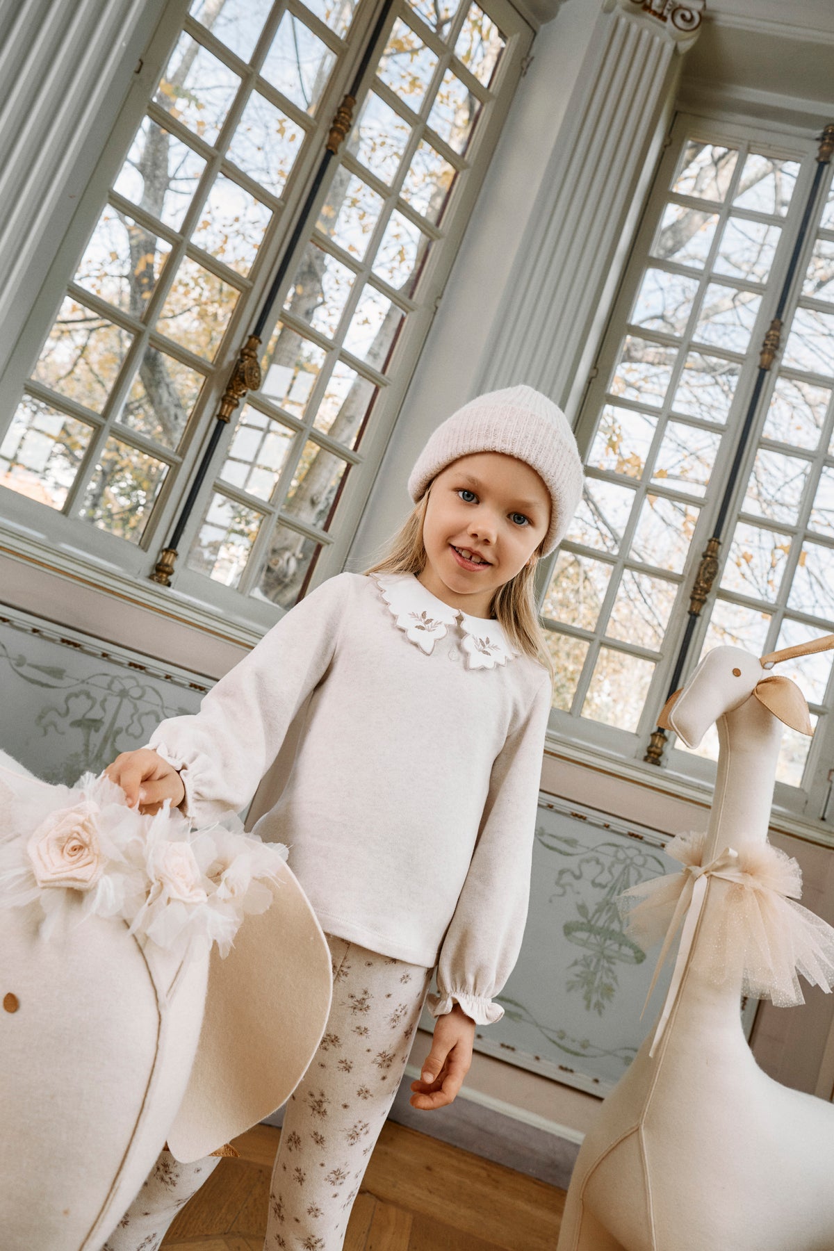 Beige Set with Embroidered Collar from Anderson Parker