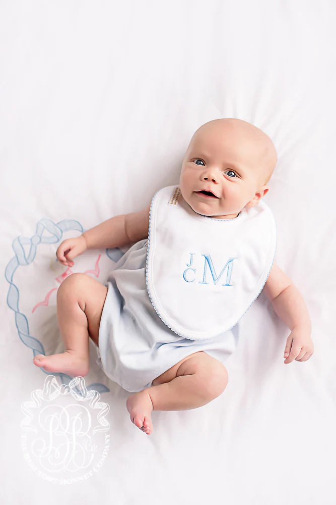Bellyful Bib - Worth Avenue White with Buckhead Blue Picot Trim from Anderson Parker