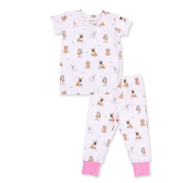 Bestie Dogs Pink - Short Sleeve Loungewear Set from Anderson Parker