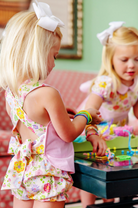 Betsey Bow Back Set - Broadcloth - Boca Grande Begonia/Hamptons Hot Pink Pique Stripe from Anderson Parker