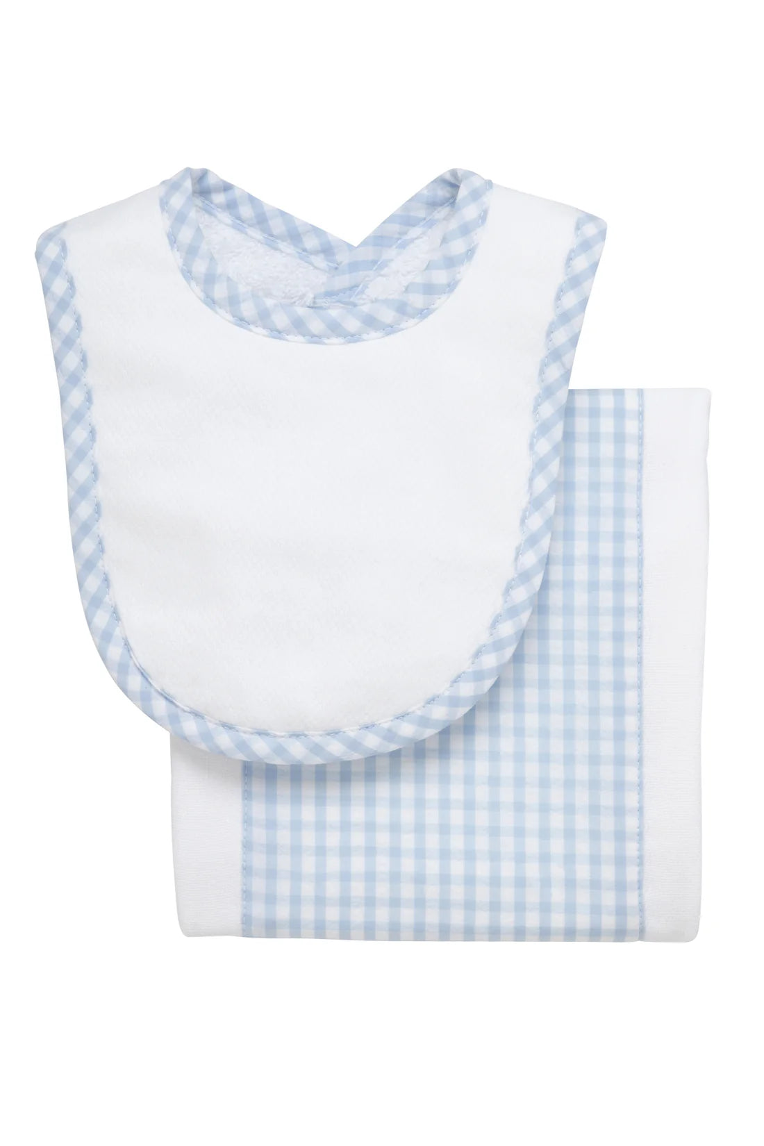 Big Check Drooler Bib & Burp Set - Blue from Anderson Parker
