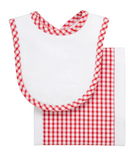 Big Check Drooler Bib & Burp Set - Red from Anderson Parker