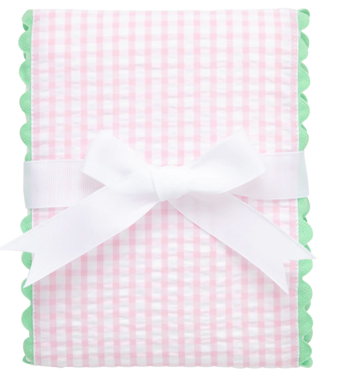 Big Check Fancy Fabric Burp - Pink with Green Trim from Anderson Parker