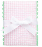 Big Check Fancy Fabric Burp - Pink with Green Trim from Anderson Parker