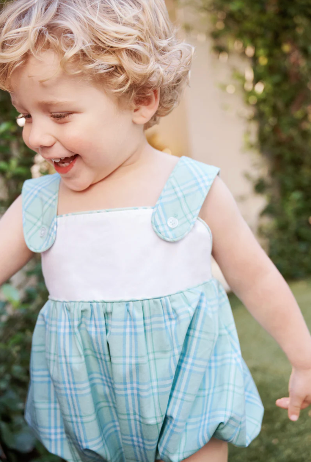 Bingham Bubble - Pelham Bay Plaid (Green) with Worth Avenue White from Anderson Parker