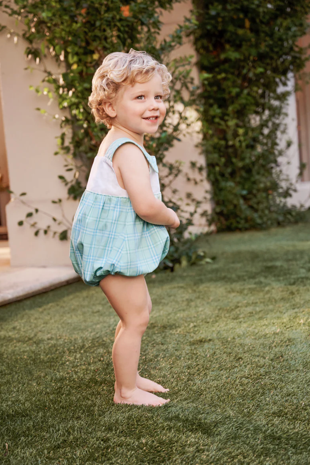 Bingham Bubble - Pelham Bay Plaid (Green) with Worth Avenue White from Anderson Parker