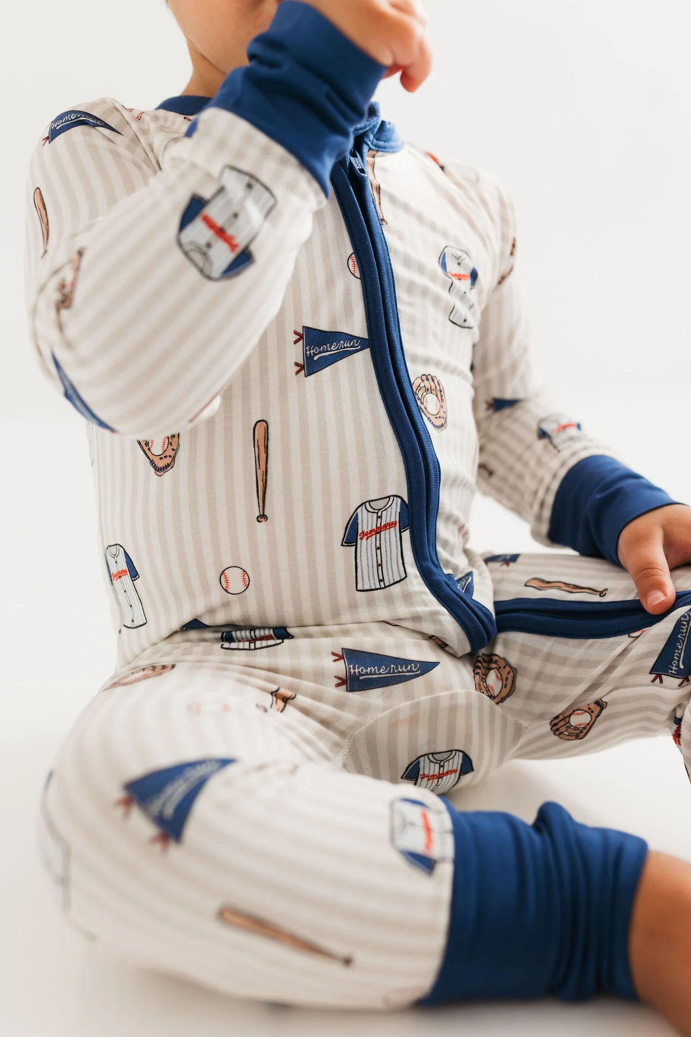 Blue Baseball Zipper Romper from Anderson Parker