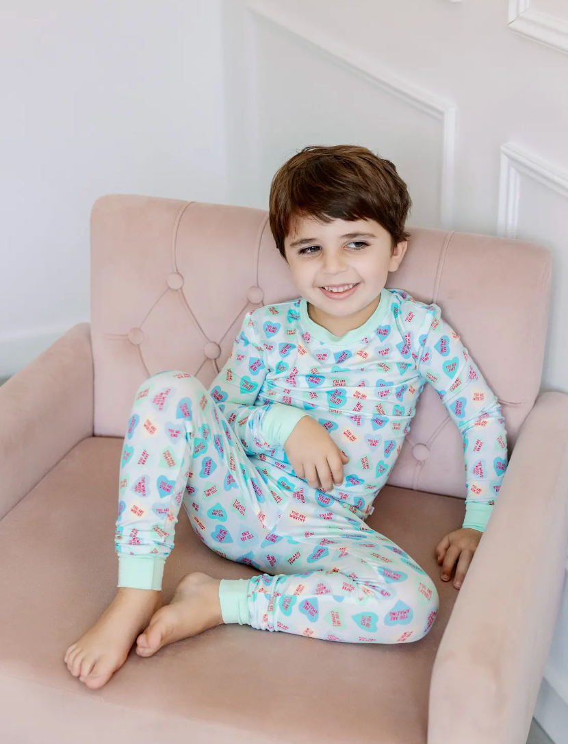 Blue Convo Hearts PJ Set from Anderson Parker