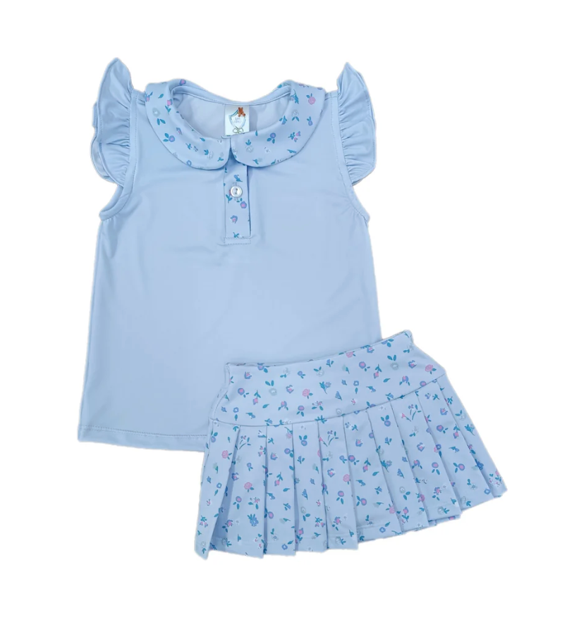 Blue Ditsy Tennis Skirt Set from Anderson Parker