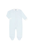 Blue Herringbone Zipper Footie from Anderson Parker