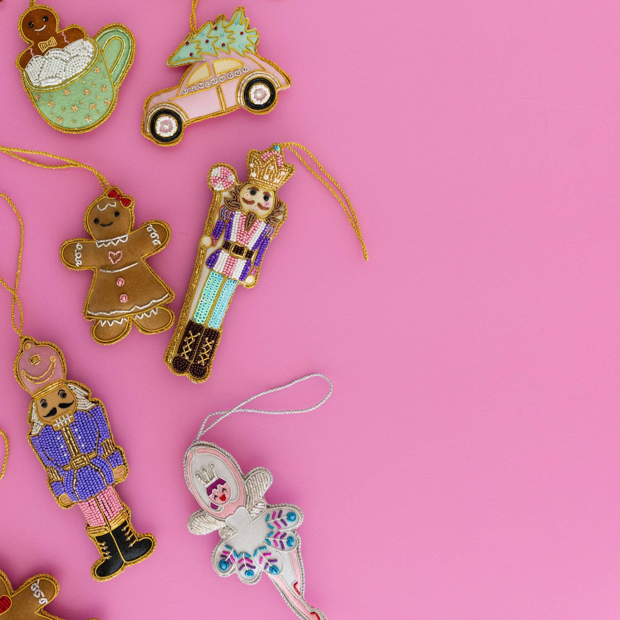 Blue & Pink Embroidered Nutcracker Ornament from Anderson Parker