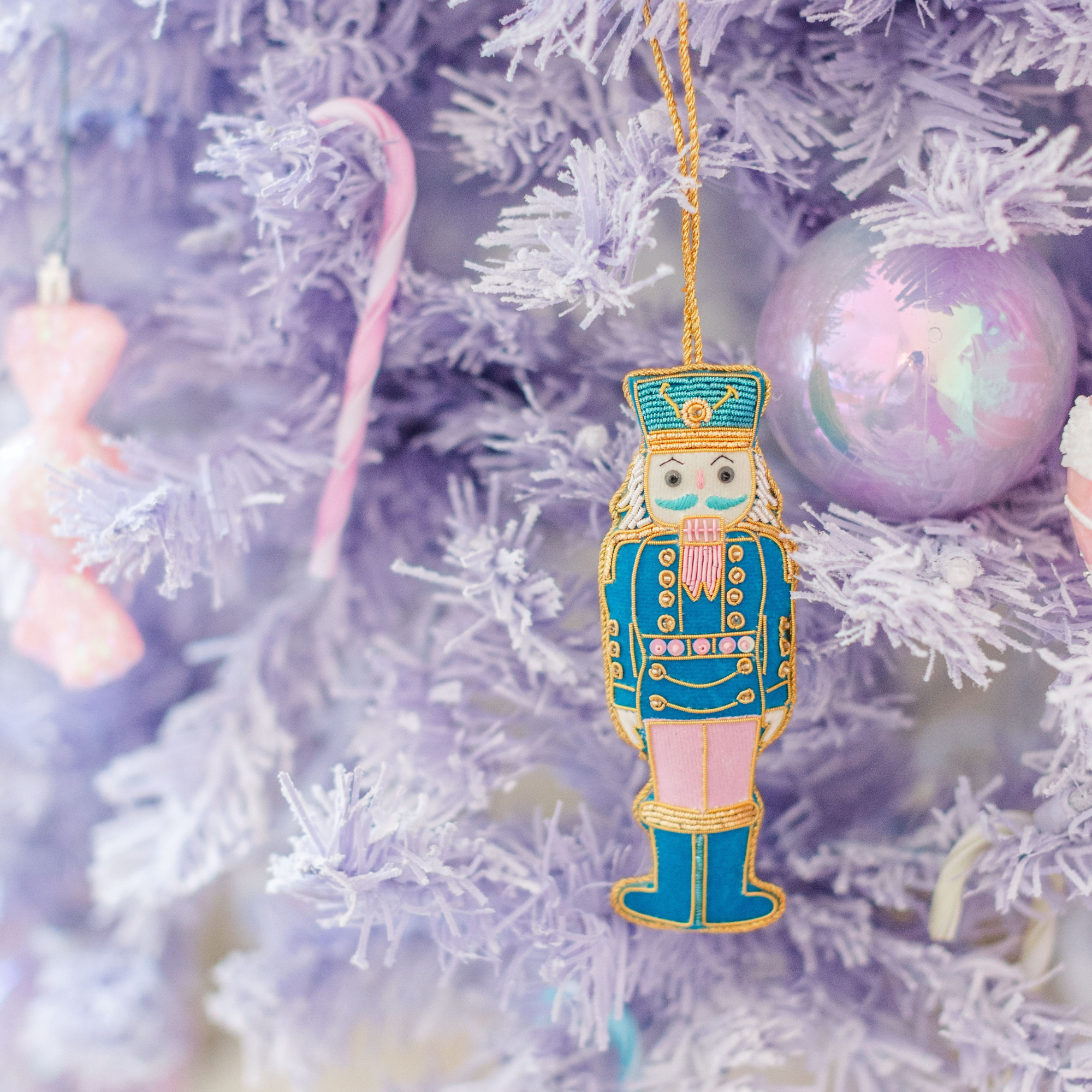 Blue & Pink Embroidered Nutcracker Ornament from Anderson Parker
