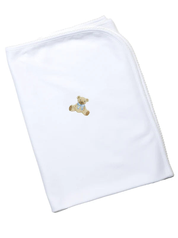 Blue Teddy Bear Pima Blanket - Anderson Parker