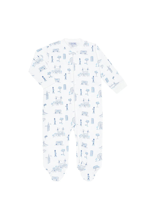 Blue London Toile Zipper Footie