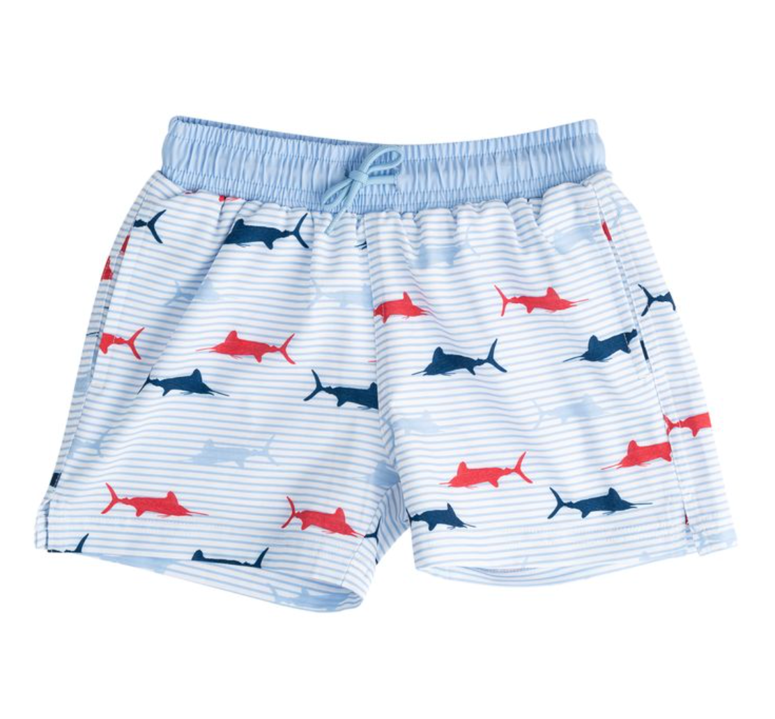 Boogie Board Swim Trunk - Windsurfer Fish Print from Anderson Parker