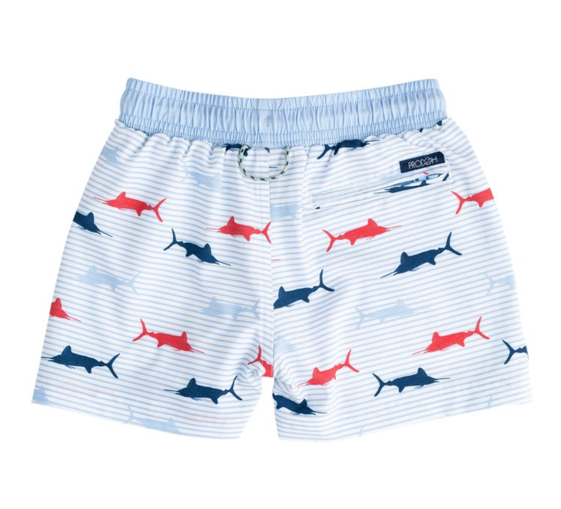 Boogie Board Swim Trunk - Windsurfer Fish Print from Anderson Parker