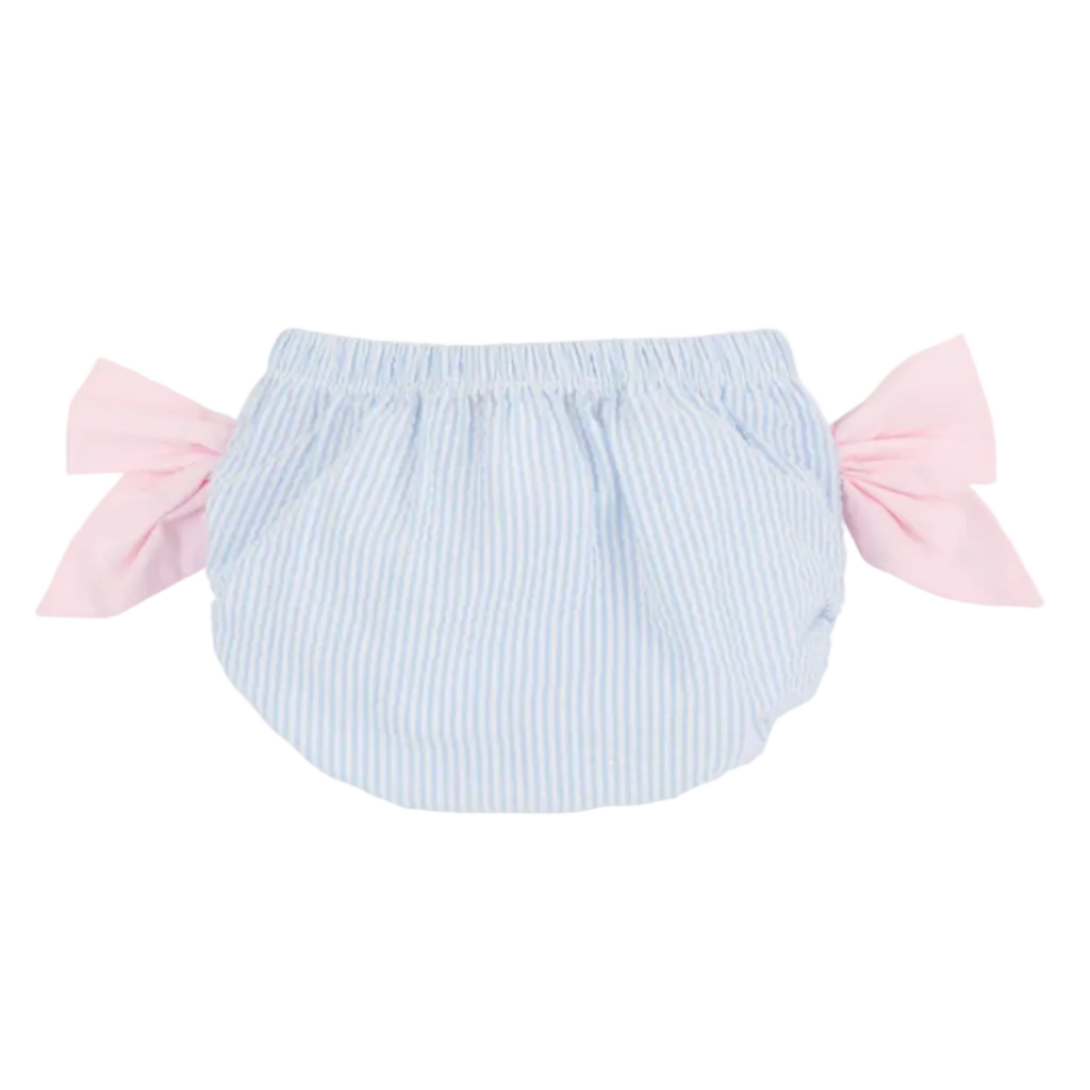 Bow Bottom Bloomer - Breakers Blue Seersucker with Palm Beach Pink from Anderson Parker