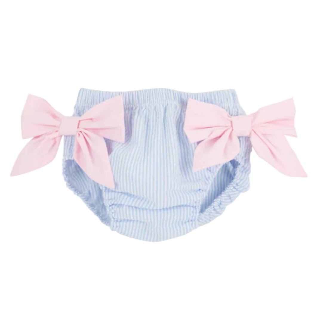 Bow Bottom Bloomer - Breakers Blue Seersucker with Palm Beach Pink from Anderson Parker