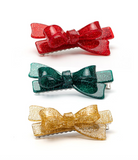 Bows Glitter Green Gold and Red Hair Clips from Anderson Parker