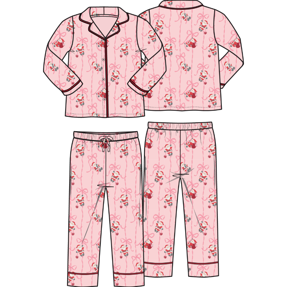 Bows & Santa - Kids Long Sleeve Coat Style With Pant from Anderson Parker