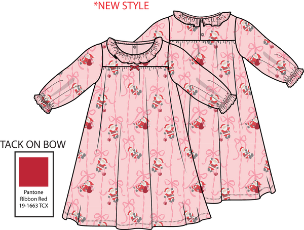 Bows & Santa - Long Sleeve Gown With Ruffle Collar from Anderson Parker