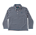 Boys Long Sleeve Too Cool for School Polo - Dark Denim Crabapple Stripe from Anderson Parker