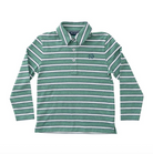 Boys Long Sleeve Too Cool for School Polo - Frosty Spruce Dark Denim Stripe from Anderson Parker