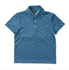 Boys Pro Performance Polo - Copen Blue Fishing Rod Print from Anderson Parker