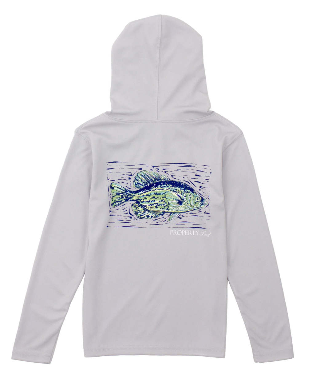 Boys Shade Performance Hoodie Crappie Ice Grey from Anderson Parker