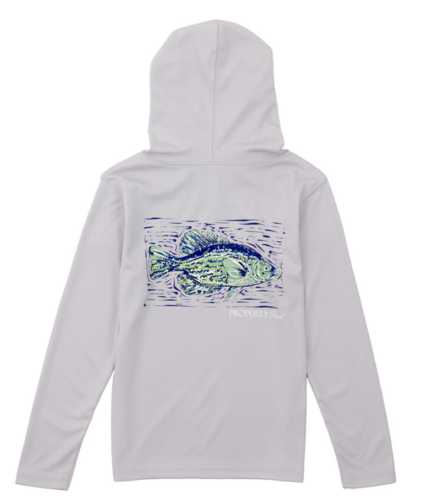 Boys Shade Performance Hoodie Crappie Ice Grey from Anderson Parker