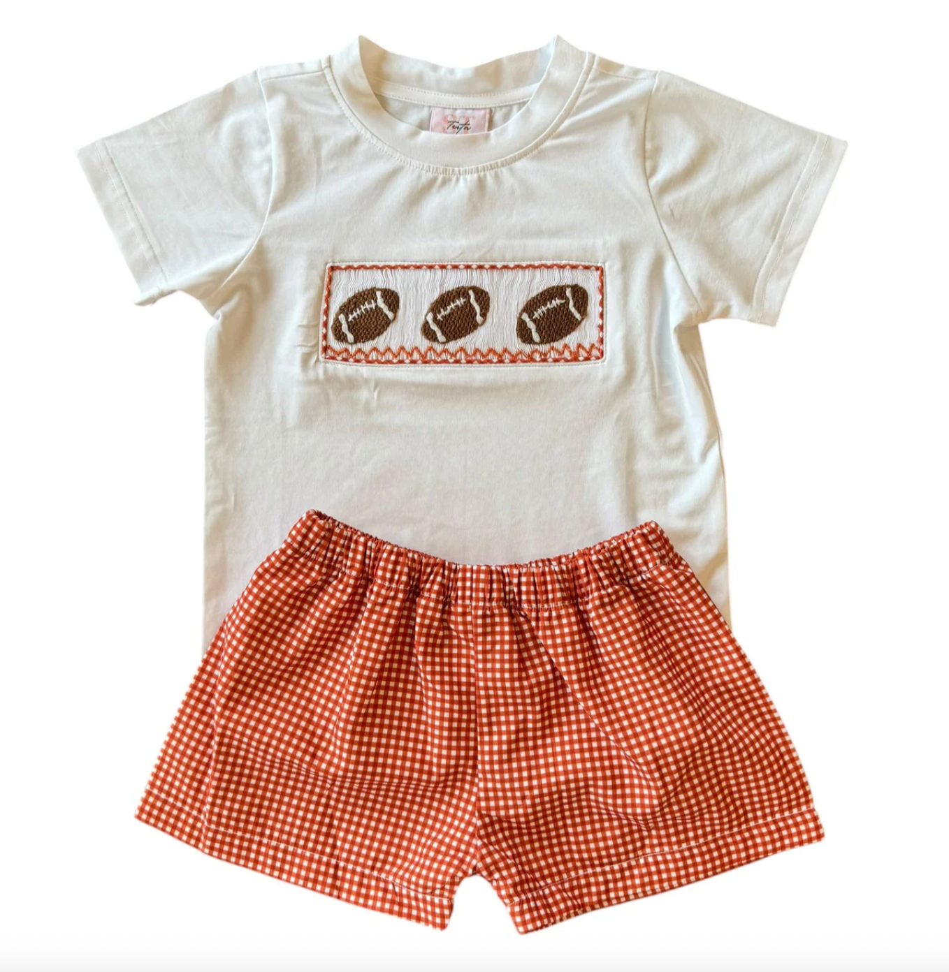 Burnt Orange Gingham Football Short Set from Anderson Parker