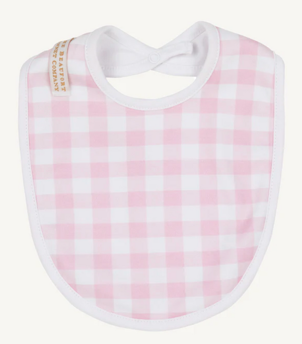 Burp Me Bib - Palm Beach Pink Gingham with Worth Avenue White from Anderson Parker