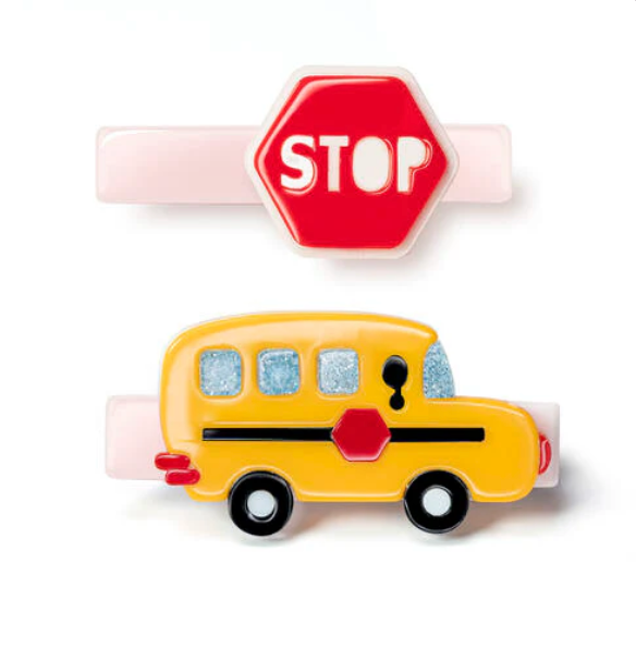 Bus Yellow & Red Stop Sign Alligator Clips from Anderson Parker