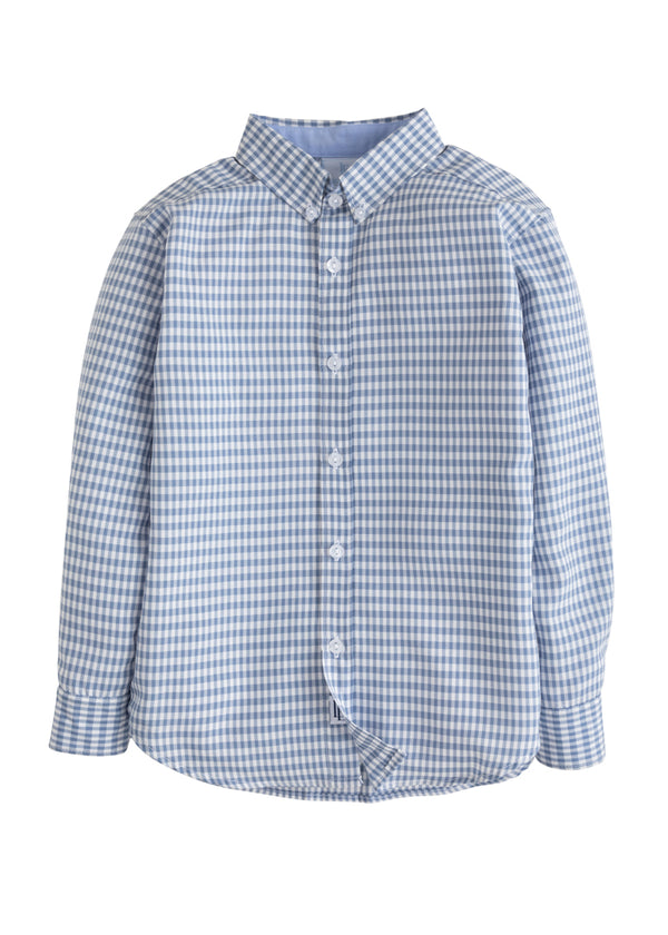 Button Down Shirt - Gray Blue Gingham from Anderson Parker