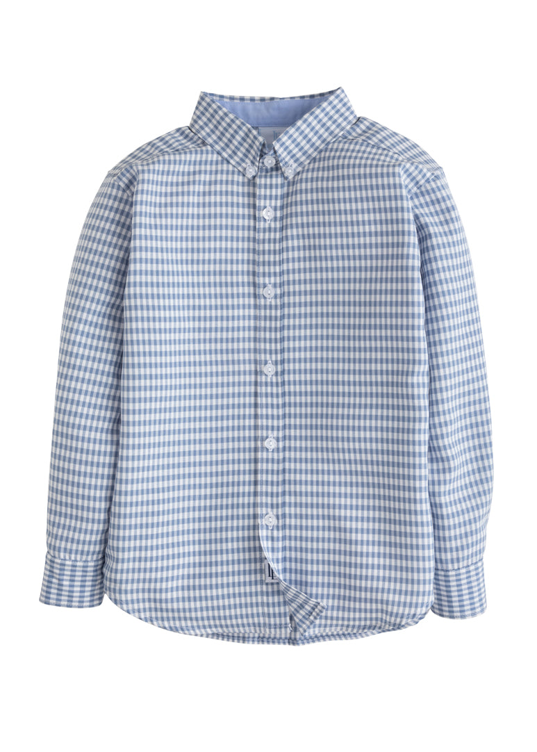 Button Down Shirt - Gray Blue Gingham from Anderson Parker