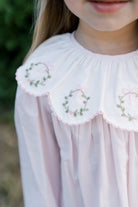 CHLOE DRESS BLESSINGS PINK BATISTE - WREATH EMBROIDERY from Anderson Parker