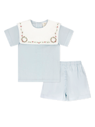 CHRISTIAN SHORT SET BLESSINGS BLUE BATISTE, HOLLY EMBROIDERY from Anderson Parker