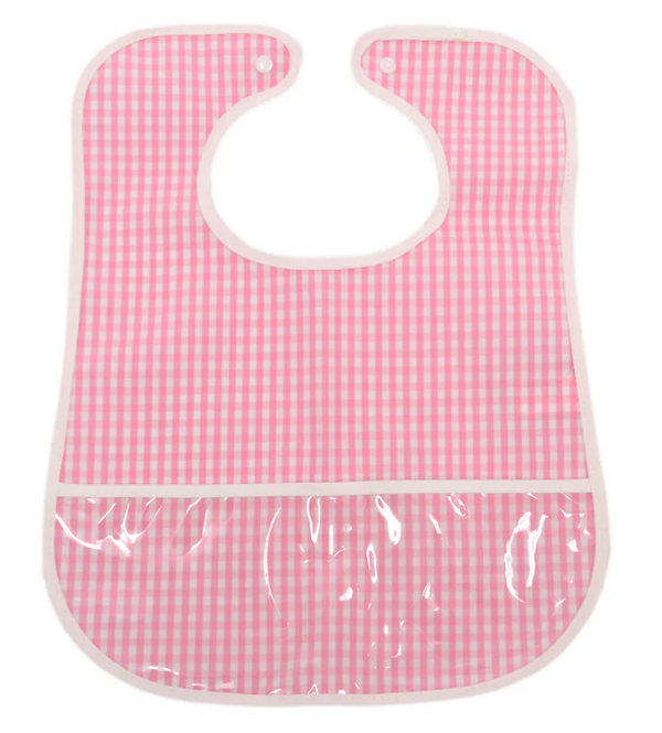 CLEAN UP BIB - GINGHAM PINK from Anderson Parker