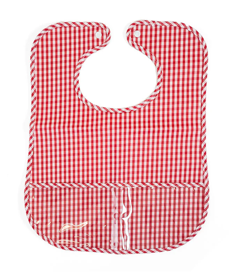 CLEAN UP BIB - GINGHAM RED from Anderson Parker