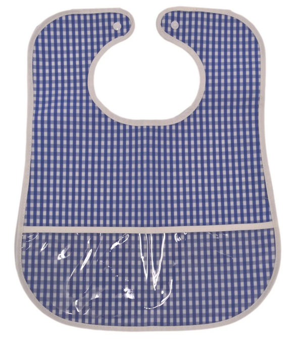 CLEAN UP BIB - GINGHAM ROYAL from Anderson Parker