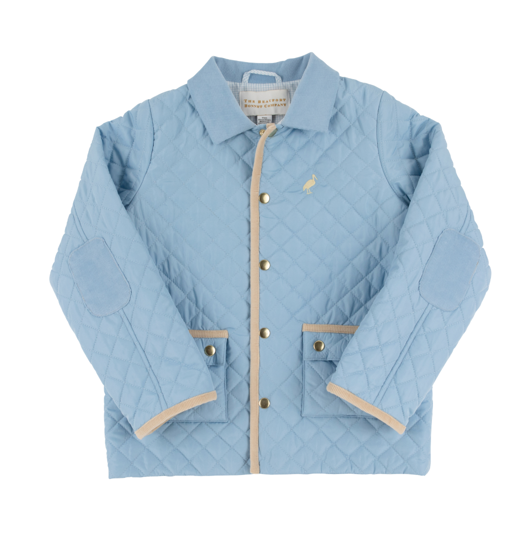 Caldwell Quilted Coat - Barrington Blue/Barrington Blue Mini Windowpane/Keeneland Khaki from Anderson Parker