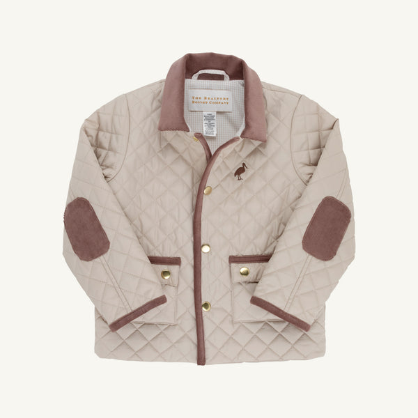 Caldwell Quilted Coat - Keeneland Khaki/Gray Bay Brown from Anderson Parker