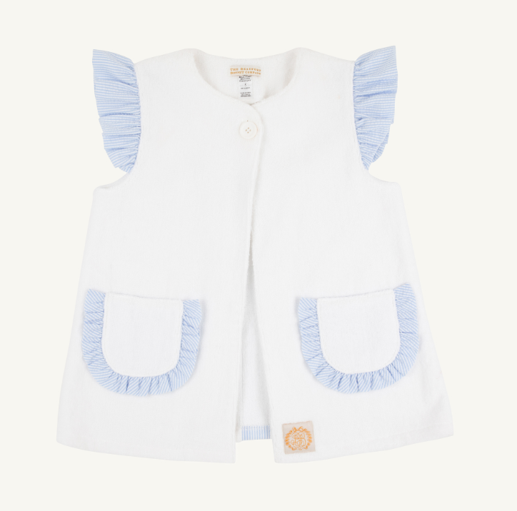 Callie Cover Up - Terrycloth - Worth Ave White/Breakers Blue Seersucker from Anderson Parker
