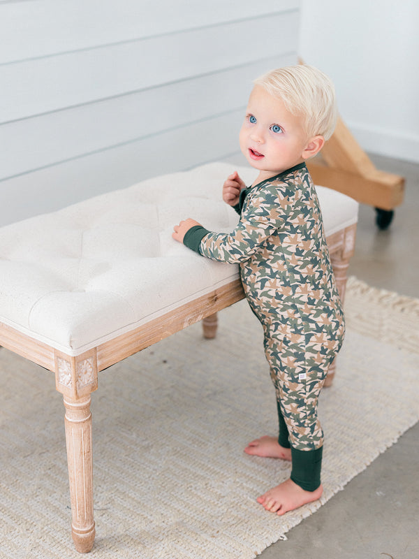 Camo Duck Zipper Romper