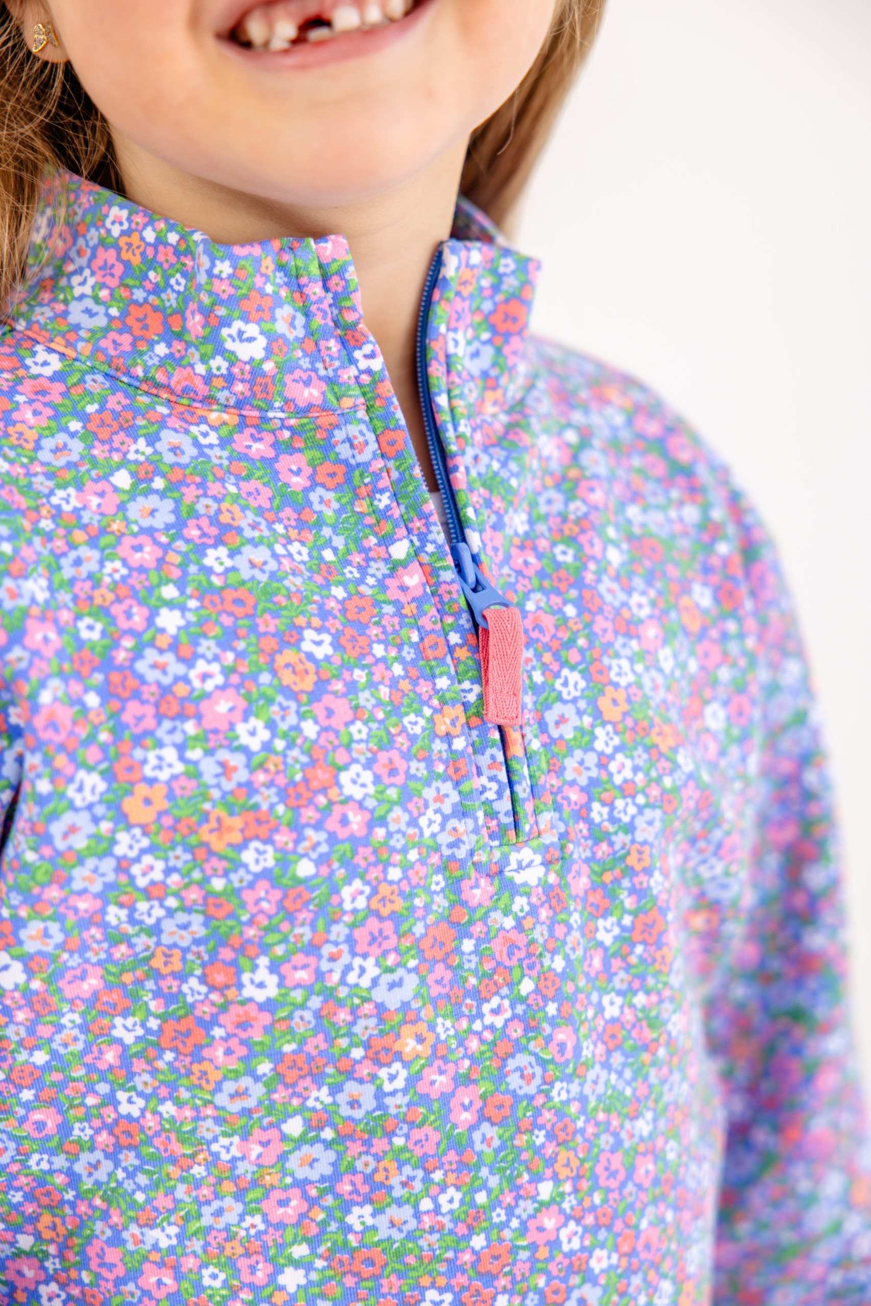 Canter Collar Half-Zip - Mountain Brook Mini Floral (Parrot Cay Coral)/Parrot Cay Coral from Anderson Parker