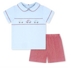 Carson Short Set - Bluffton Blue Raleigh Red Minigingham, Cars from Anderson Parker