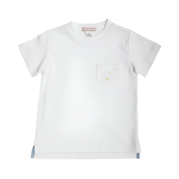 Carter Crewneck - Pocket - Worth Avenue White with Multicolor Stork from Anderson Parker